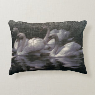 Moonlit Swan Lake Decorative Cushion