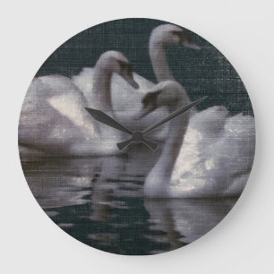 Moonlit Swan Lake Large Clock