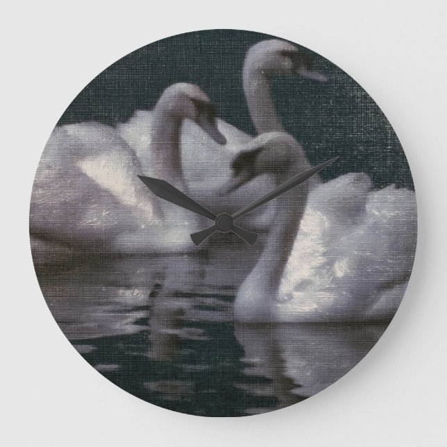 Moonlit Swan Lake Large Clock (Front)