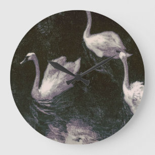 Moonlit Swan Lake Large Clock