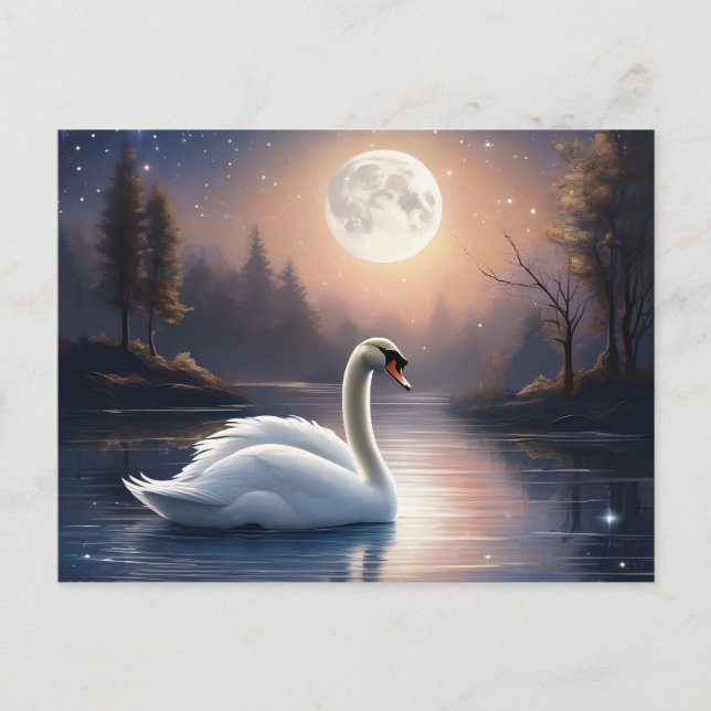 Moonlit Swan Postcard (Front)