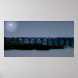 Moonlit Train - Rockville Bridge, PA Poster