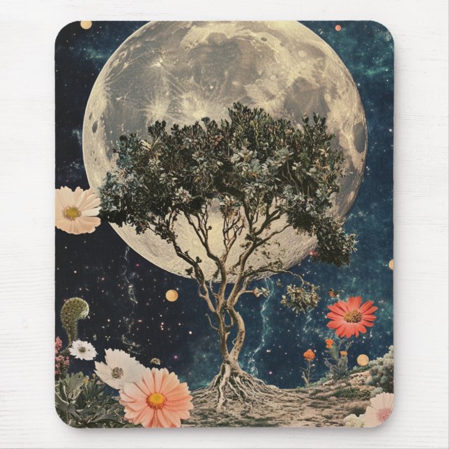Moonlit Tree & Blossoms Mouse Mat (Front)