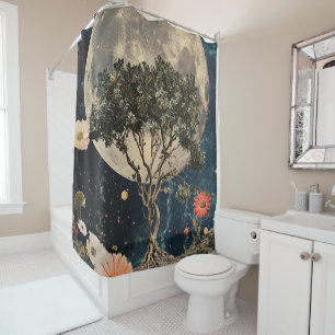 Moonlit Tree & Blossoms Shower Curtain