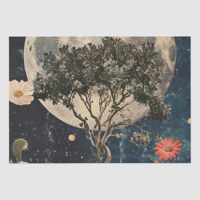 Moonlit Tree & Blossoms Tissue Paper (Front)