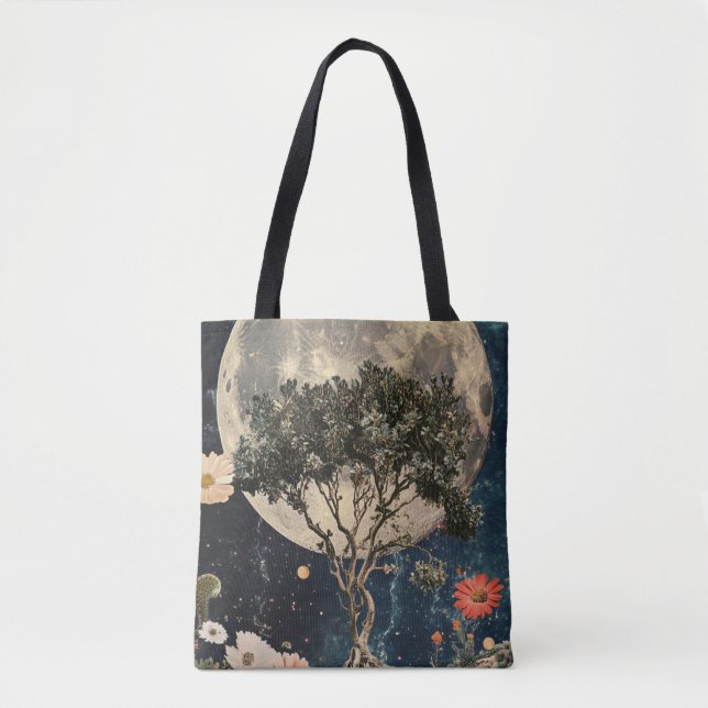 Moonlit Tree & Blossoms Tote Bag (Front)