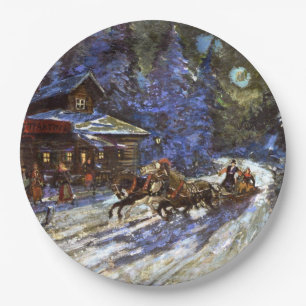 Moonlit Troika Ride Paper Plate
