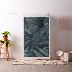 Moonlit Tropical Foliage Pattern Poster Fabric