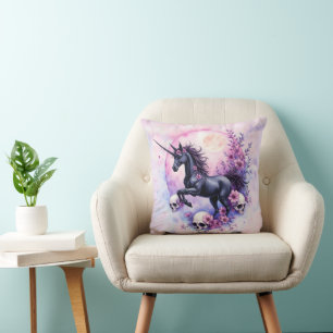 Moonlit Unicorn Among Forgotten Roses, Cushion