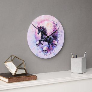 Moonlit Unicorn Among Forgotten Roses, Large Clock