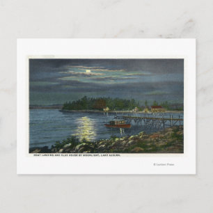 Moonlit View of Lake, Boat Landing & the Postcard