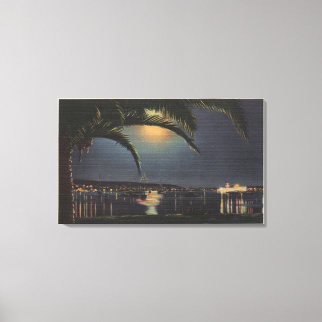 Moonlit View of Newport Bay Canvas Print (Front)