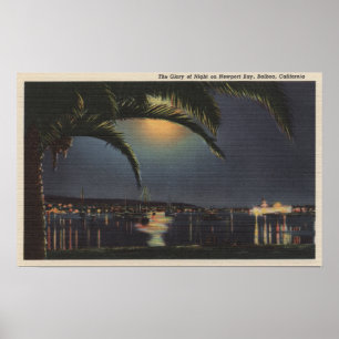 Moonlit View of Newport Bay Poster