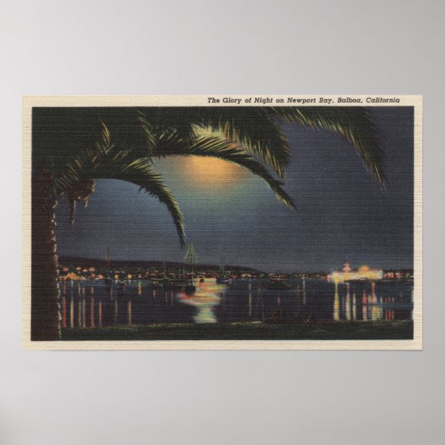 Moonlit View of Newport Bay Poster (Front)