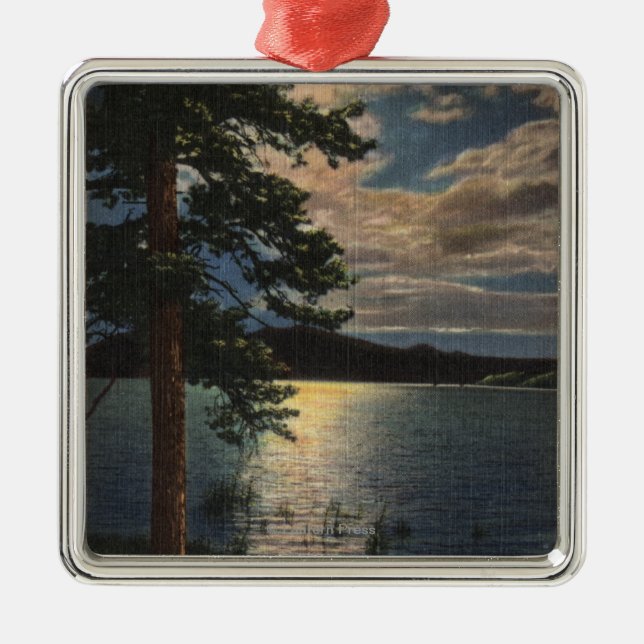Moonlit View of the Lake Metal Tree Decoration (Front)