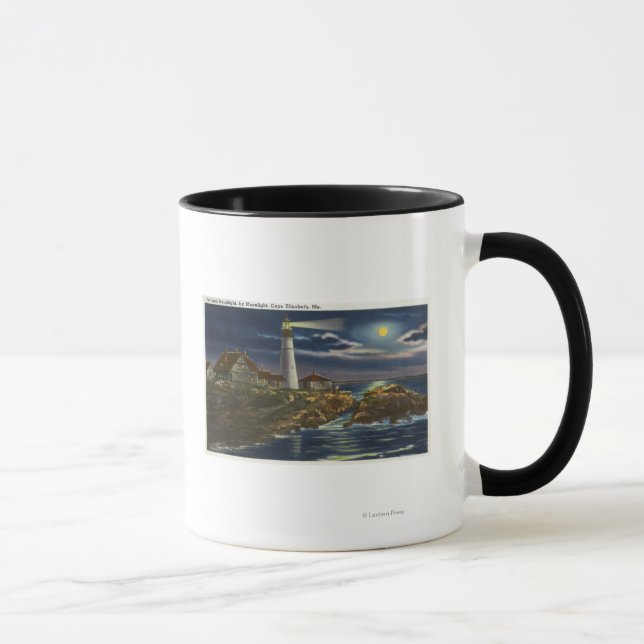Moonlit View of the Portland Head Lighthouse Mug (Right)