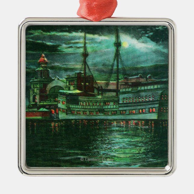 Moonlit View of the Restaurant Ship Hotel Metal Tree Decoration (Front)