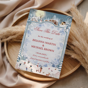 Moonlit Village Skating Through Save The Date