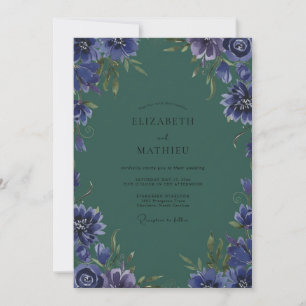Moonlit Violet Slate Painted Wedding Invitation