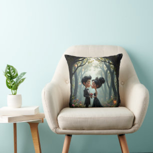 Moonlit Vows – A Cute Gothic Wedding Moment. Cushion