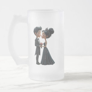 Moonlit Vows – A Cute Gothic Wedding Moment.  Frosted Glass Beer Mug