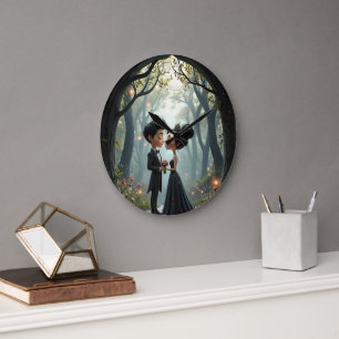 Moonlit Vows – A Cute Gothic Wedding Moment. Large Clock