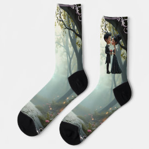 Moonlit Vows – A Cute Gothic Wedding Moment.  Socks