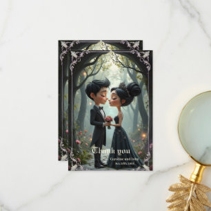 Moonlit Vows – A Cute Gothic Wedding Moment. Thank You Card