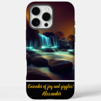 Moonlit waterfall night scene