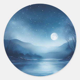 Moonlit Waters A Dreamy Nightscape Classic Round Sticker