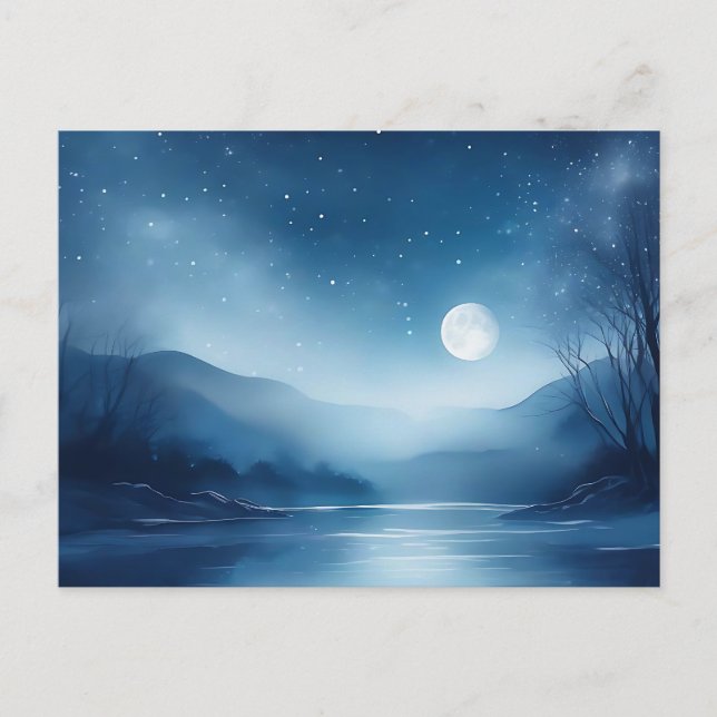 Moonlit Waters A Dreamy Nightscape Postcard (Front)