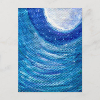 Moonlit Waves and Swirls Postcard