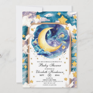 Moonlit Whimsical Celestial Baby Shower Invitation