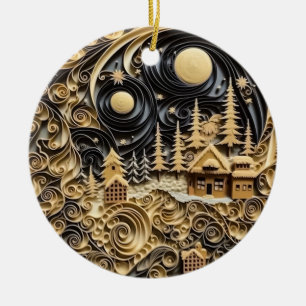 "Moonlit Whimsy Christmas Village" Ceramic Tree Decoration