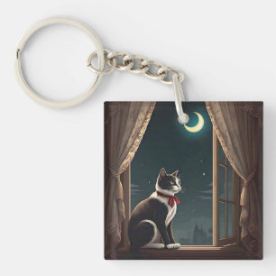 " MOONLIT WHISKERS " KEY RING