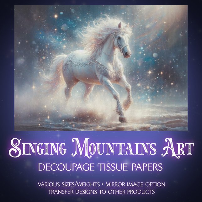 Moonlit White Horse Galaxy Craft Decoupage Tissue Paper (Creator Uploaded)