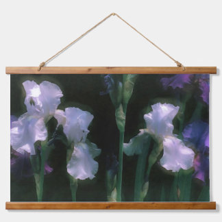Moonlit White Irises in Bloom Hanging Tapestry