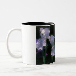 Moonlit White Irises in Bloom Two-Tone Coffee Mug
