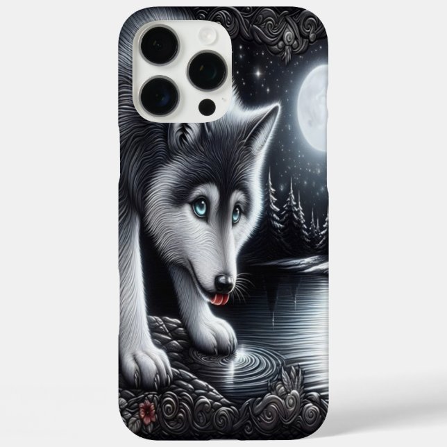 Moonlit White Wolf Reflection Case-Mate iPhone Case (Back)