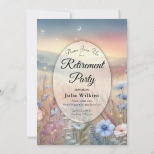 Moonlit Wildflower Whispers Retirement Party Invitation