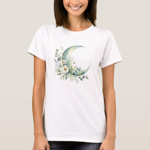 Moonlit Wildflowers T-Shirt Minimalist Watercolo