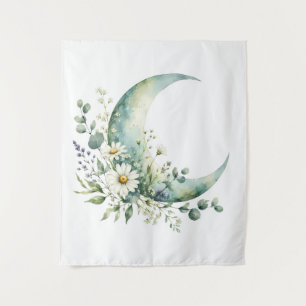 Moonlit Wildflowers Tapestry Boho Botanical Wall