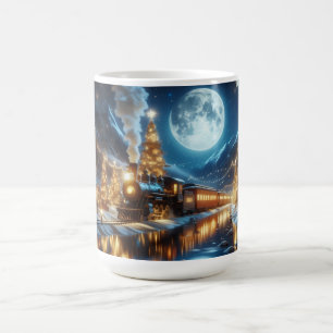 Moonlit Winter Christmas Train Coffee Mug