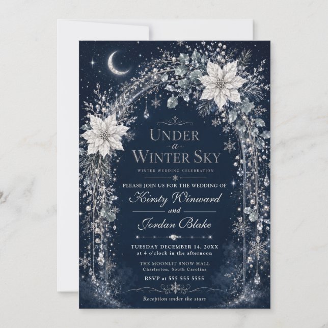 Moonlit Winter Wedding Invitation (Front)
