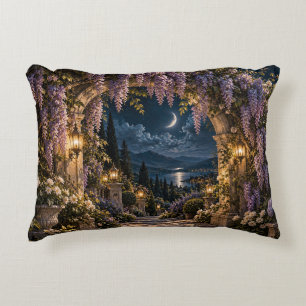 Moonlit Wisteria Garden Arch Decorative Cushion