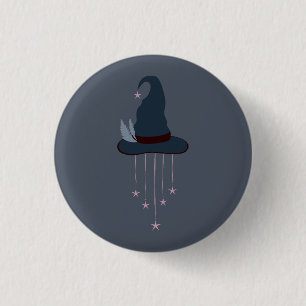 Moonlit Witchy Halloween Magic Hat 3 Cm Round Badge