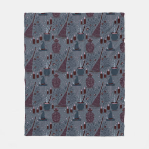 Moonlit Witchy Halloween Pattern Fleece Blanket