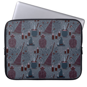 Moonlit Witchy Halloween Pattern Laptop Sleeve