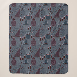 Moonlit Witchy Halloween Pattern Sherpa Blanket