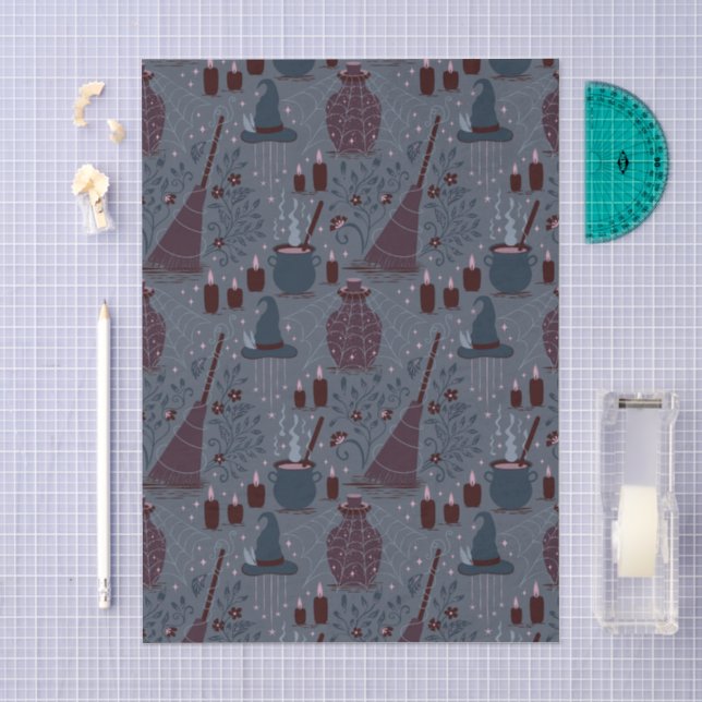 Moonlit Witchy Halloween Pattern Tissue Paper (Craft)